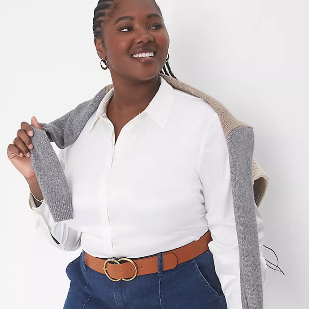 NWOT Lane Bryant Classic Long Sleeve Collared Blouse